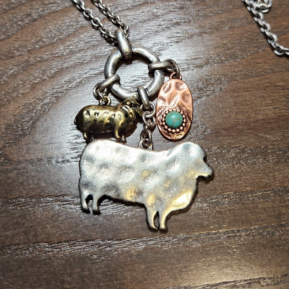 Sheep necklace and earrings set